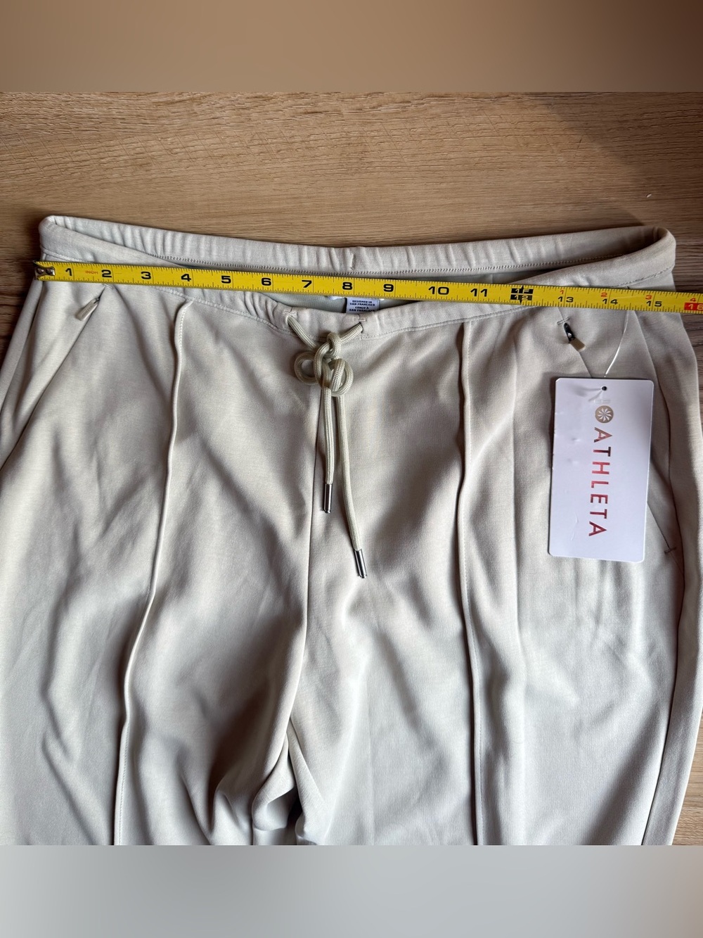 Athleta SeaSoft Pintuck Pant Cream Wide-Leg Drawstring Pants NWT - Picture 14 of 14